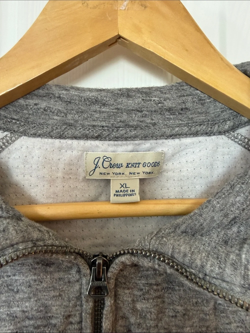 Men J. Crew Knit Heather Gray 1/4 Zip Pullover - Size XL